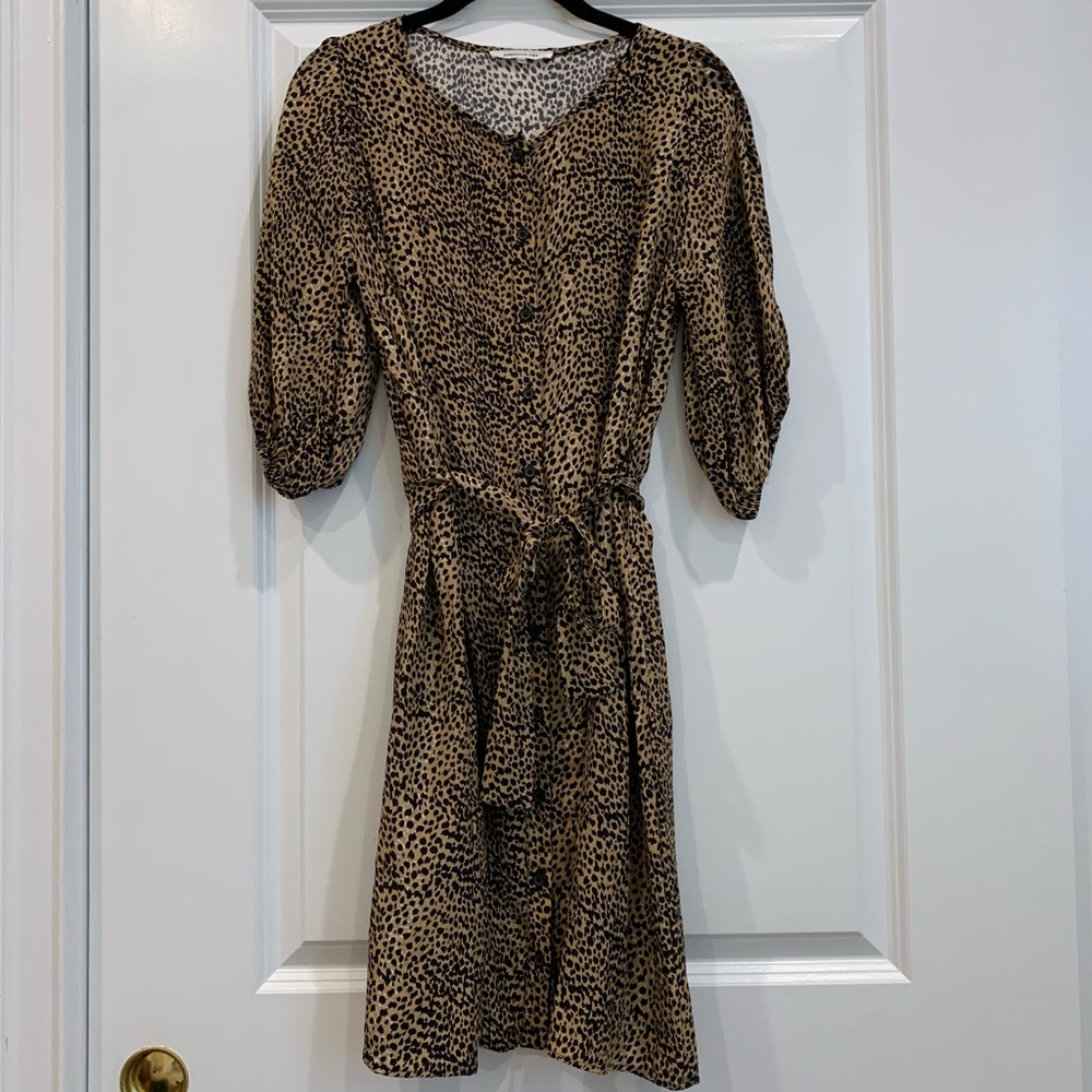 Emerson Fry Fiona dress in Little Cheetah - 100% silk leopard print button up